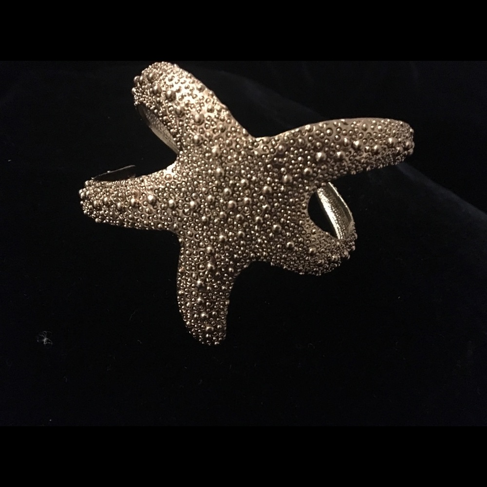 Gold Starfish Textured Cuff Bracelet Unique